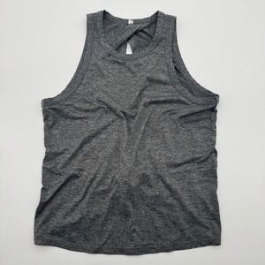 Fabletics Womens Heathered Gray Twist Back Keyhole Activewear Tank Top Size S